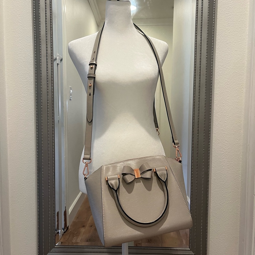 Ted Baker Taupe with rose gold hardware Crossbody Bag with Bow Detail